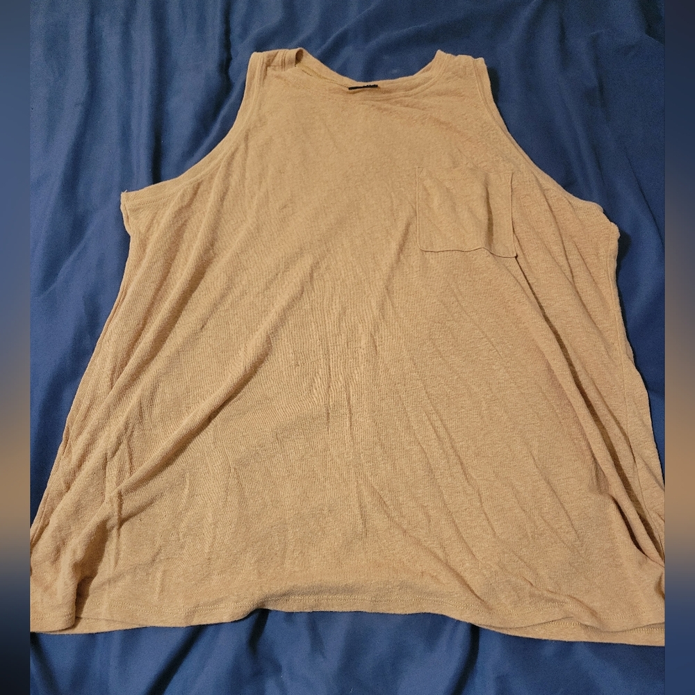 Torrid Lightweight Linen Blend Crew Neck Pocket Tank Size 3